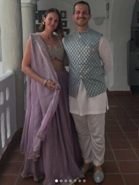 Lavender Embroidered Organza Lehenga - Size S